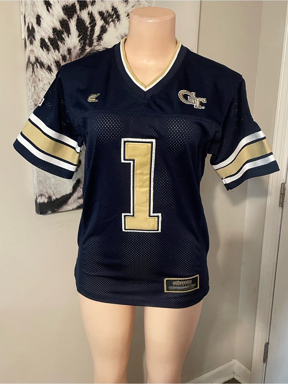 Vintage Colosseum Georgia Tech Yellow Jackets Football Jersey Shirt Top 1 Medium